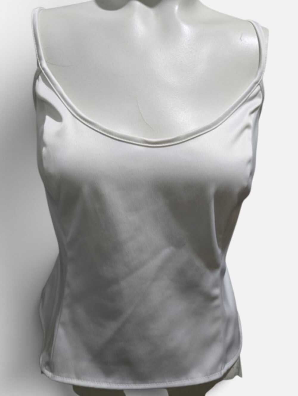 JS Collections White Satin Scoop Neck Camisole